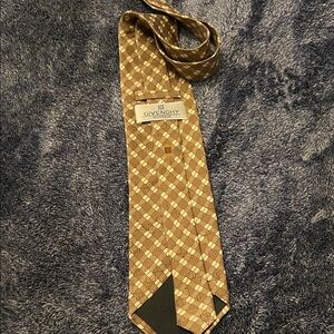Givenchy Men's Tie in Brown and Cream Checkered Design